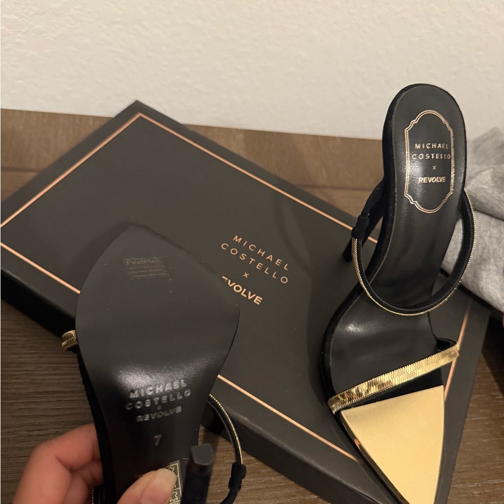 Michael Costello Elegant Black and Gold Heels